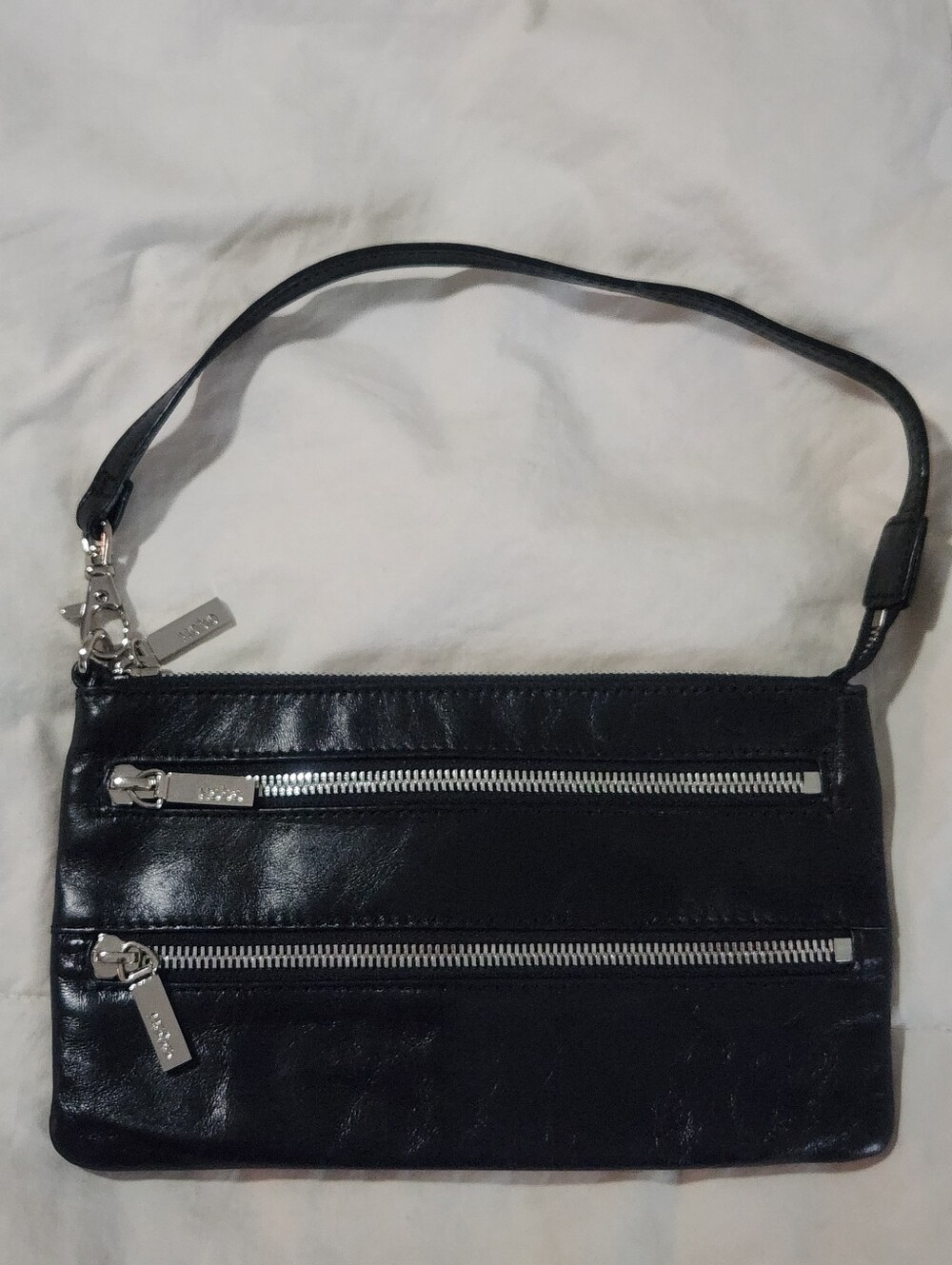 Hobo Handbag Wristlet Purse Black leather